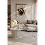 FANO Luna Orta Sehpa, Mermer Desenli MDF Tabla, Modern Bohem Sehpa