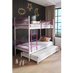 FANO Trend Yavrulu Ranza 90x190 Yatak Uyumlu 3 Kişilik Koyu Pembe Metal Ranza Karyola