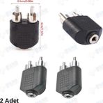 Fano(2Adet)3.5mm Ses Stereo Jak 2 RCA Erkek Ses Jak Konnektör Dönüştürücü