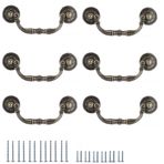 FANRUIER 6 adet Pull Down kanca komodin kulpu çekmece kulpu çekmece kulpu rustik vintage tarz antik bronz mutfak dolabı donanım (96 mm)
