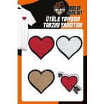 Fantastıc Arma Ütü Ile Yapışan Dokuma Peluş Arma Seti Patch Yama Kalp Modeli