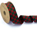 Fantastic Dama Desen/ekose Yeşil Kırmızı Kurdele (3cm Genişlik - 10MT Uzunluk)