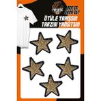 Fantastic Ütü ile Yapışan Dokuma Arma Seti Patch Yama Altın Simli Saçaklı Yıldız Modeli (5 Adet)