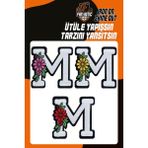 Fantastic Ütü ile Yapışan Dokuma Arma Seti Patch Yama Çiçekli Harfler Modeli M Harfi (3 Adet)