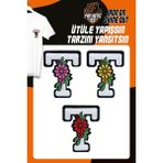 Fantastic Ütü ile Yapışan Dokuma Arma Seti Patch Yama Çiçekli Harfler Modeli T Harfi (3 Adet)