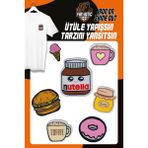 Fantastic Ütü Ile Yapışan Dokuma Arma Seti Patch Yama Coffee, Donut, Nutella, Hamburger Modeli