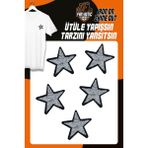 Fantastic Ütü ile Yapışan Dokuma Arma Seti Patch Yama Simli Saçaklı Yıldız Modeli (5 Adet) - Gri
