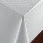 Fantastik Elyaf Astarlı Pvc Masa Örtüsü Silinebilir Sıvı Geçirmez Leke Tutmaz Baklava Desenli Gümüş Gri - 140 x 180 cm