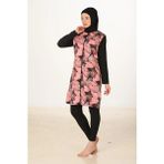 Fantasy Tam Kapalı Desenli Paraşüt Kumaş Tesettür Mayo 3446 - 3XL - Pembe