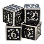 Fantasydice DND ve Tüm TRPG Oyunları için Metal Zar Seti Koleksiyonu (Gece Saati, Gümüş 4D6)