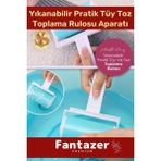 Fantazer Yeni Nesil Dayanıklı Evcil Hayvan Kedi Köpek Bot Yıkanabilir Pratik Tüy Toz Toplama Rulosu Aparatı - Beyaz - Mavi