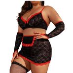 Fantazi Seksi Dantel Hemşire Babydol Fantezi Gecelik (SİYAH, 2XL)