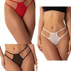 Fantazi Transparan Seksi 3'lü Tül String Fantezi İç gösteren Tanga Takımı (RENKLİ, S)