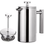 Fantercy Potu 350 800 1000 ml Paslanmaz Çelik Çift Duvarlı French Press Kahve Makinesi
