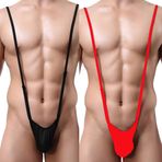 Fantezi 2'Lİ Lastikli Erkek String Seksi Erkek İç Çamaşırı (SİYAH KIRMIZI, XS)