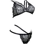 Fantezi Kadın Giyim Dantelli Çift İpli Sütyen Takım (Siyah, S-M)