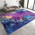 Fantezi Mor Boya Boyama Alanı Halı Soyut Mürekkep Sıvı Mermer Makinede Yıkanabilir Yer Halısı Oturma Odası Yatak Odası için Yumuşak ve Peluş Paspaslar 100 x 200 cm