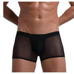 Fantezi Transparan Tül Erkek Boxer Fantezi Tanga (Siyah, M)