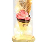 Fanus Gül 28/12cm Cam Fanus Led Işıklı Hediyelik