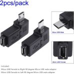 Fanxicm 2 Adet/takım Mikro USB Dişi 90 Derece Mini Dişi Sağ Sol Köşe Adaptör Konnektörü Şarj Dönüştürücü Telefon Için Mp3 (Yurt Dışından) - Siyah - 1 m