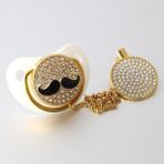 Fanxicm Bıyık Emzik Bling Şeffaf Lüks Emzik Klip Seti Rhinestone Emzik Klip Seti Bıyıklı Bebek Emzik (Yurt Dışından) - Açık Gri - 0 - 3 Yaş