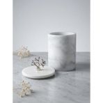 Faralya Home Doğal Beyaz Mermer Çöp Kovası Mercan Gümüş (Çap 14CM / Yükseklik 18 Cm)