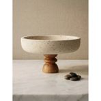Faralya Home Doğal Traverten Ahşap Ayaklı Kase 25X5 cm Chintika Model Sunum Kase Dekoratif Kase