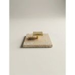 Faralya Home Doğal Traverten Mermer Banyo Gider Kapağı 10X10 cm Gold Kulp
