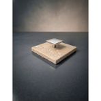 Faralya Home Doğal Traverten Mermer Banyo Gider Kapağı 10X10 cm Gümüş Kulp