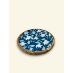 Faralya Home Mango Ağacı 20X20X2 cm Pasta Tabağı ,sunum Tabağı , Tatlı Tabağı Yaprak Desenli-Blue