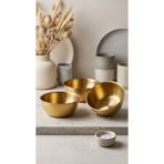 FARALYAHOME 3'lü Gold Renkli Metal Kase Seti (17 cm )- Modern Sunumluk Çerezlik ve Tatlı Kasesi Çorba Kasesi