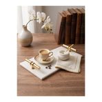 FARALYAHOME Beyaz Mermer Gold Kulplu Dikdörtgen Sunum Tepsisi , Dekor ve Söz-Nişan Tepsisi (30x15 cm)