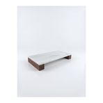 FARALYAHOME Doğal Mermer Ceviz Ahşap Ayaklı Çok Amaçlı Sunum Tepsisi 30x15 CM- Kahve, Peynir Sunumluğu & Takı Makyaj Organizeri