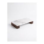 FARALYAHOME Doğal Mermer ve Ceviz Ahşap Ayaklı Çok Amaçlı Sunum Tepsisi - Yağlık Altlığı & Takı Makyaj Organizeri 24x12(Orta Boy)