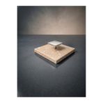 FARALYAHOME Doğal Traverten Mermer Banyo Gider Kapağı 10x10 CM Gümüş Kulp