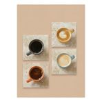FARALYAHOME Traverten Doğal Taş Bardak Altlığı 4’lü Set, 10x10 Cm Baskısız Boyanabilir Taş Bardak Altlığı