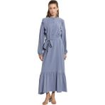 Farbalalı Katlı Elbise KAY.VV-A23-93005 - Mavi - 44