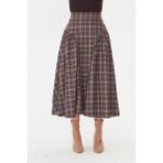 Farbe Er Fashion Pine Kahve Ekose Etek - XS