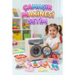 Farbu Oyuncak Işıklı ve Sesli Çocuk Çamaşır Makinesi Minik Ev Hanımlarına Özel Eğitici Oyuncak Çamaşır Seti - Çok Renkli
