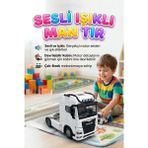 Farbu Oyuncak MAN Tır Oyuncak - Beyaz Çek Bırak Mekanizmalı, Sesli ve Işıklı, Devrilebilir Kabinli Gerçekçi Çekici