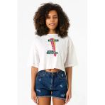 Fargo Ralph's Corner Diner Beyaz Kırçıllı Kadın Crop Tshirt