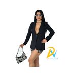Farina Kadın Siyah Tek Düğmeli Blazer Ceket Triko Kumaş