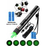 farissu 10 Km Menzilli Şarj Edilebilir Yeşil Lazer Pointer Seti - 5200MAH Çift Bataryalı & Güvenlik Kilidi - 1 ADET - Siyah