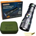 farissu 200W Süper Güçlü Lazer LED El Feneri - 6000 Lümen, 3000m Menzil ve Powerbank Özellikli (4 Pilli Set)