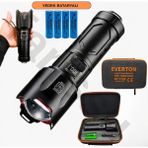 farissu Everton RT-T709 Profesyonel Fener - 4 Adet 18650 Model Pil Dahil - 10400 Mah Powerbank - 1 ADET - Siyah