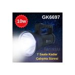 farissu Gold Kama GK6697 Uzun Menzilli LED Şarj Edilebilir Projektör El Feneri 10W