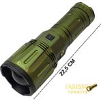 farissu PS-4700 Profesyonel Şarj Edilebilir Uzun Menzilli El Feneri - 21000 Lümen 210V 32000 Mah Dev Pil - Yeşil