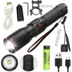 farissu Q-Max PS-3000 Şarj Edilebilir Zoomlu Tüfek Feneri 18650 Pil 2000 Lümen - Siyah - 10 W