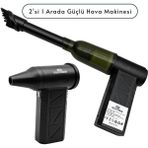farissu R-400 Mini Şarjlı Hava Üfleyici ve Vakumlu El Süpürgesi - 110.000 RPM Güçlü Motor, Led Işıklı, 2'si 1 Arada - 0 - Siyah