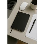 Fark Tanıtım Defter, Çizgisiz Not Defteri, Siyah Termo Deri Kapaklı Çizgisiz Not Defter, 128 Yaprak A5 Planlama Not Defteri, Ofis ve Kırtasiye, Plan, Notebook (14cm x 21 cm)
